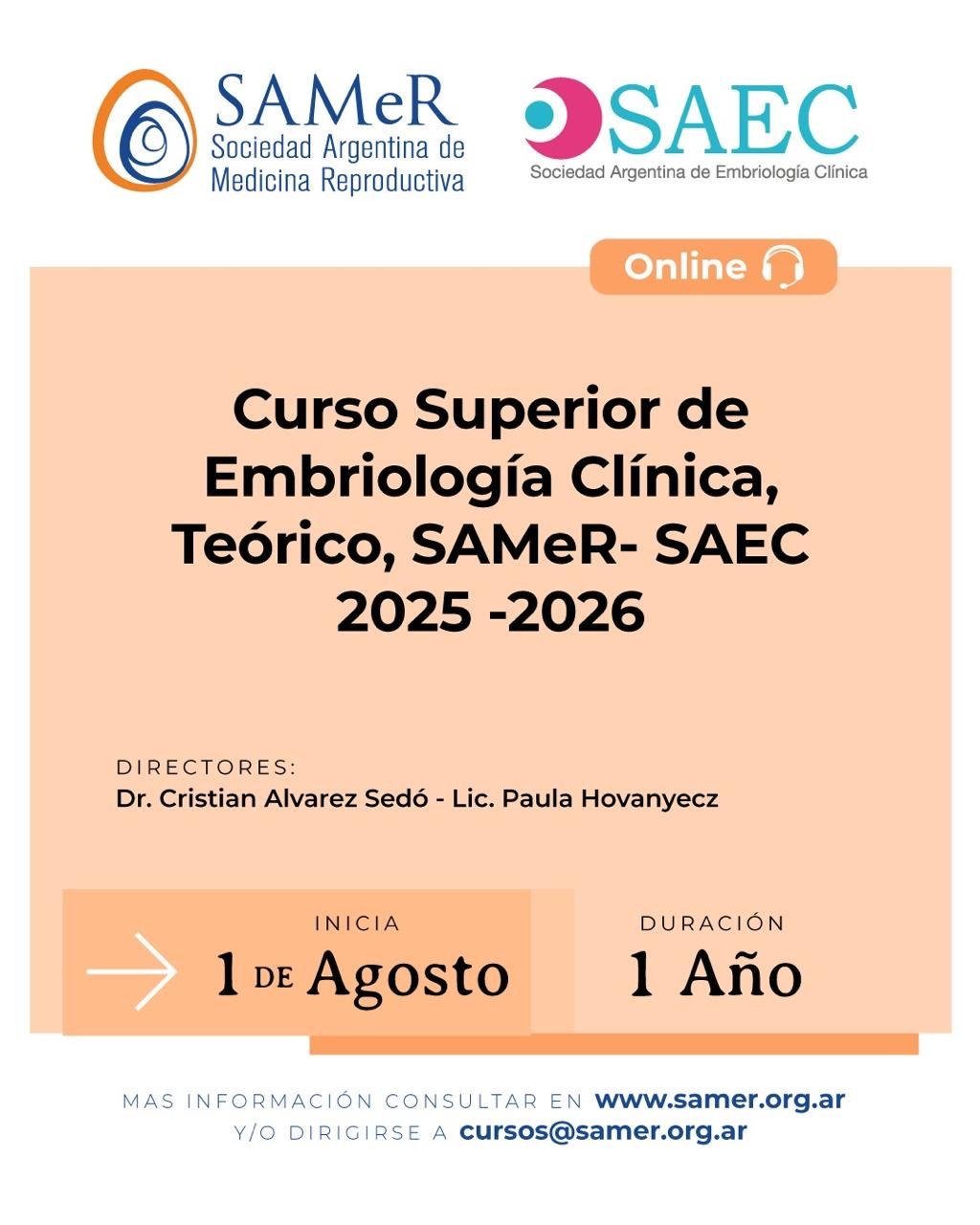 Curso Teórico de Embriología Clínica SAMeR‑SAEC 2025–2026
